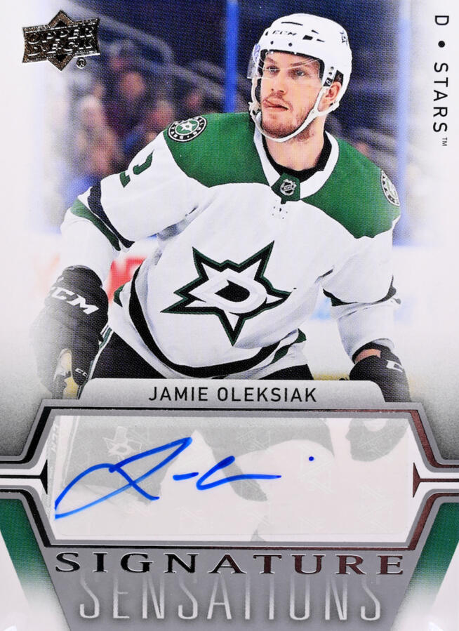 2019-20 Upper Deck Signature Sensations Jamie Oleksiak #SS-JO Auto 2019-20 Upper Deck Signature Sensations Jamie Oleksiak #SS-JO Auto